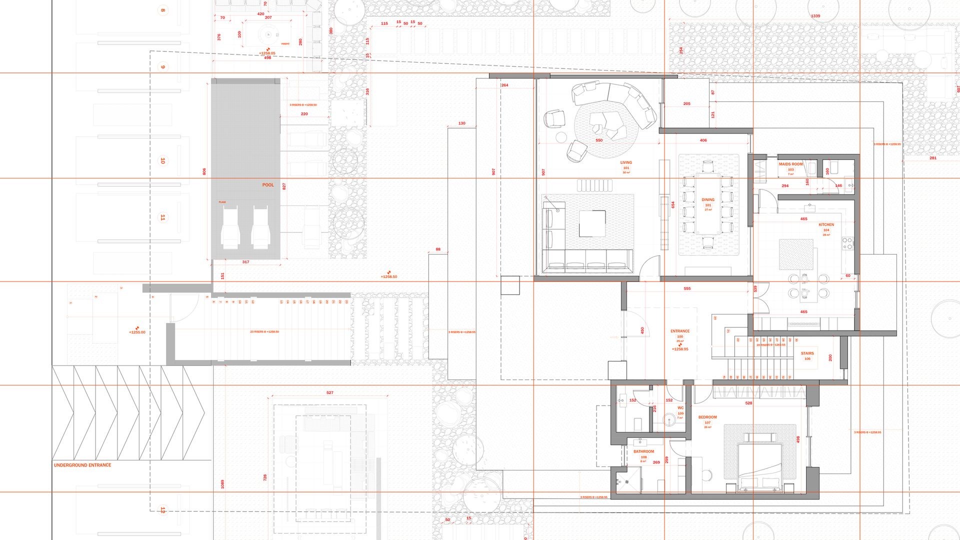 Professional 2D architectural drafting services showcasing precise floor plans with measurements and layout details. High-quality CAD drawings tailored for contractors and construction projects in Saudi Arabia and the Middle East region.